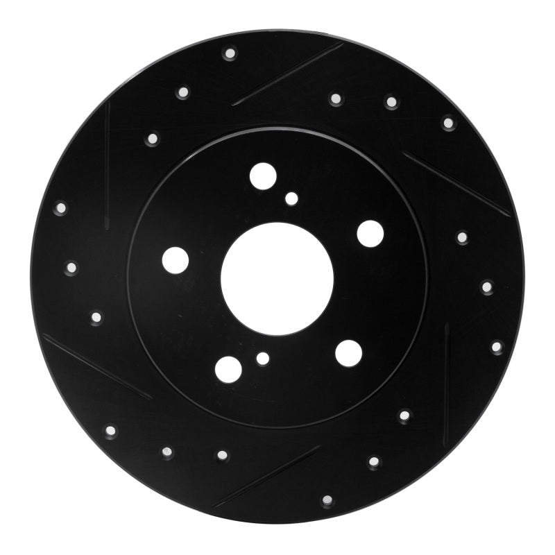 R1 08-18 Pontiac Vibe Rear Left Drilled & Slotted Black Brake Rotor