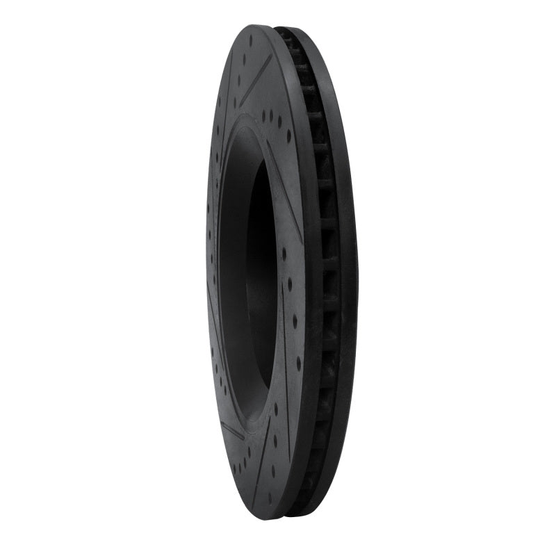 R1 12-18 Jeep Wrangler Front Right Drilled & Slotted Black Brake Rotor