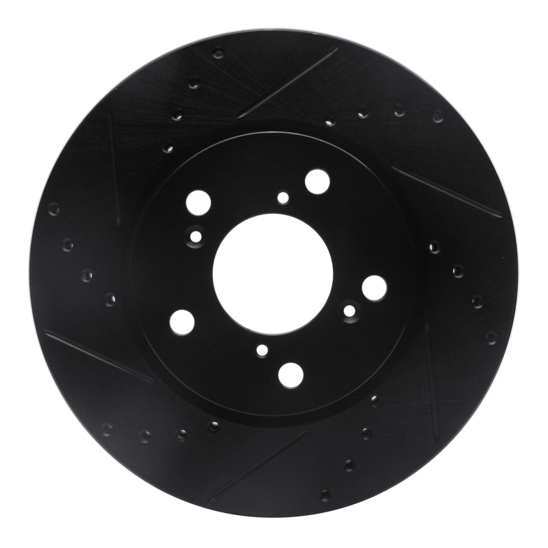R1 05-10 Honda Odyssey Front Left Drilled & Slotted Black Brake Rotor