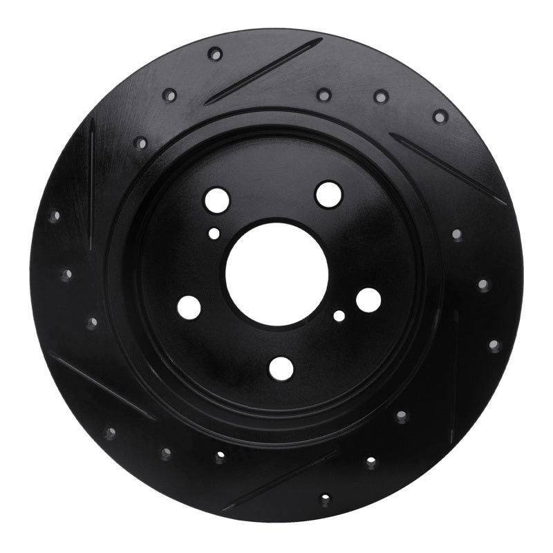 R1 2015-2025 Lexus ES250 Rear Right Drilled & Slotted Black Brake Rotor