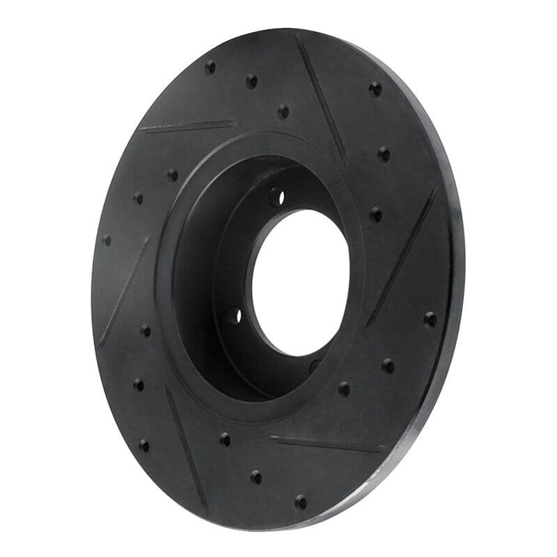 R1 74-78 Nissan 260Z Front Left Drilled & Slotted Black Brake Rotor