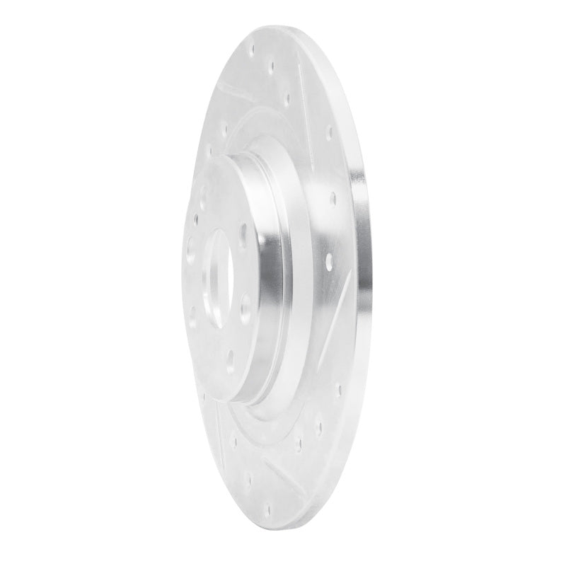 R1 01-05 Mazda Miata Rear Right Drilled & Slotted Silver Brake Rotor