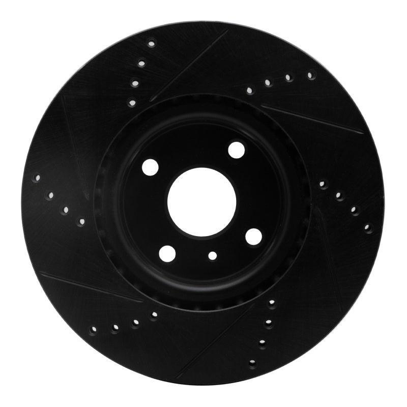 R1 2016-2025 Fiat 124 Spider Front Right Drilled & Slotted Black Brake Rotor