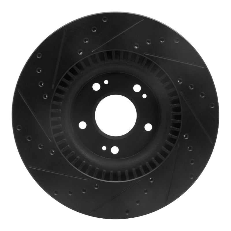 R1 09-11 Hyundai Genesis Sedan Front Right Drilled & Slotted Black Brake Rotor