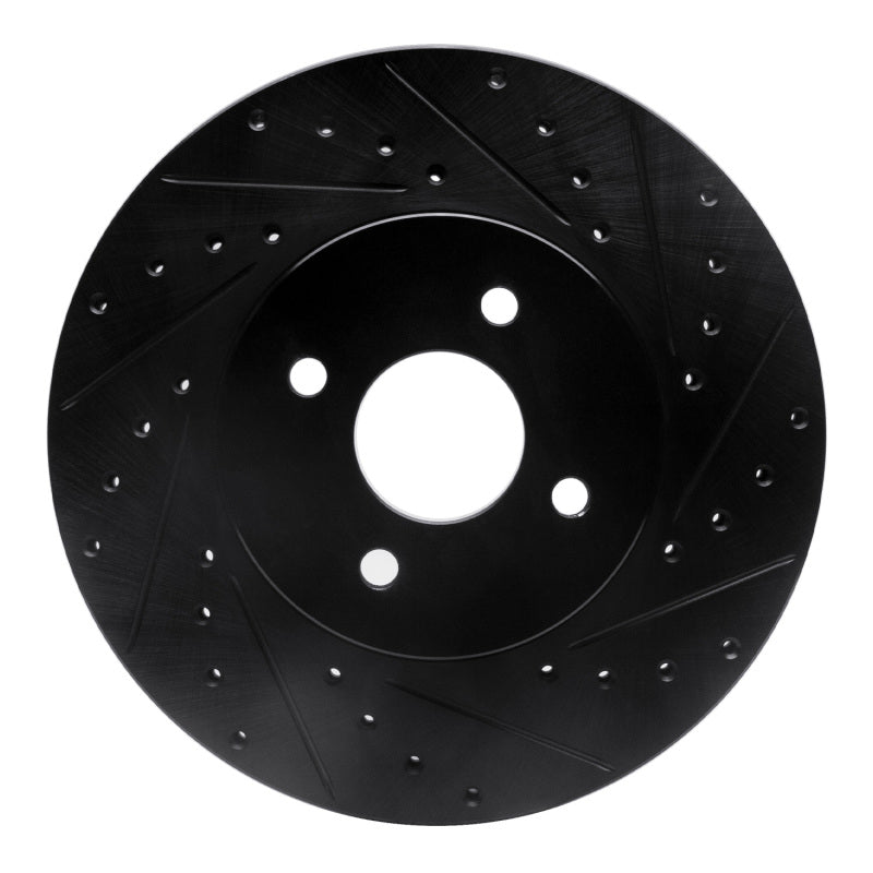 R1 02-04 Ford Focus Front Right Drilled & Slotted Black Brake Rotor