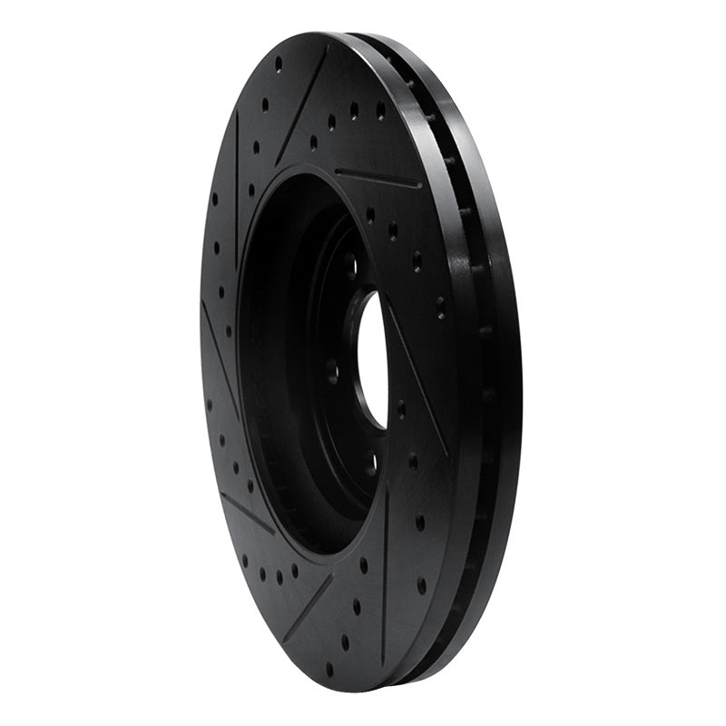 R1 06-10 Jaguar XK Front Right Drilled & Slotted Black Brake Rotor