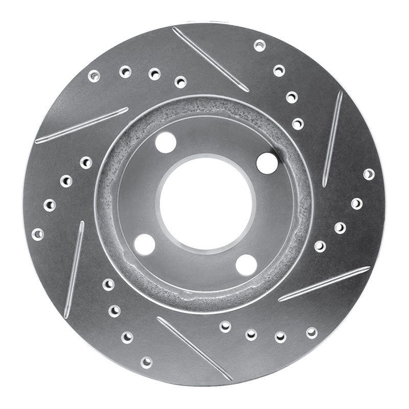 R1 78-92 Audi 80 Front Left Drilled & Slotted Silver Brake Rotor