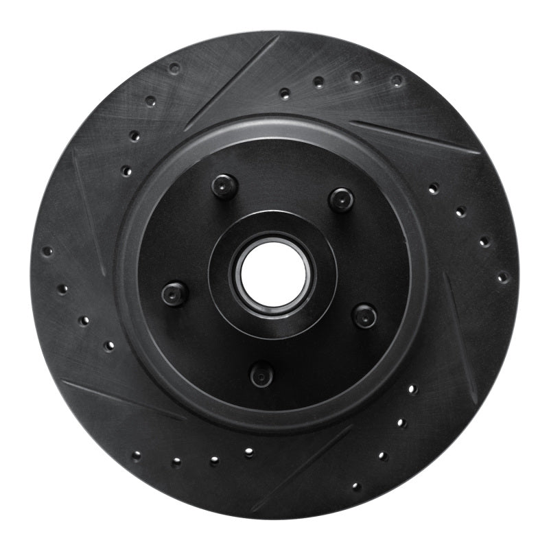 R1 69-73 Chrysler Newport Front Left Drilled & Slotted Black Brake Rotor