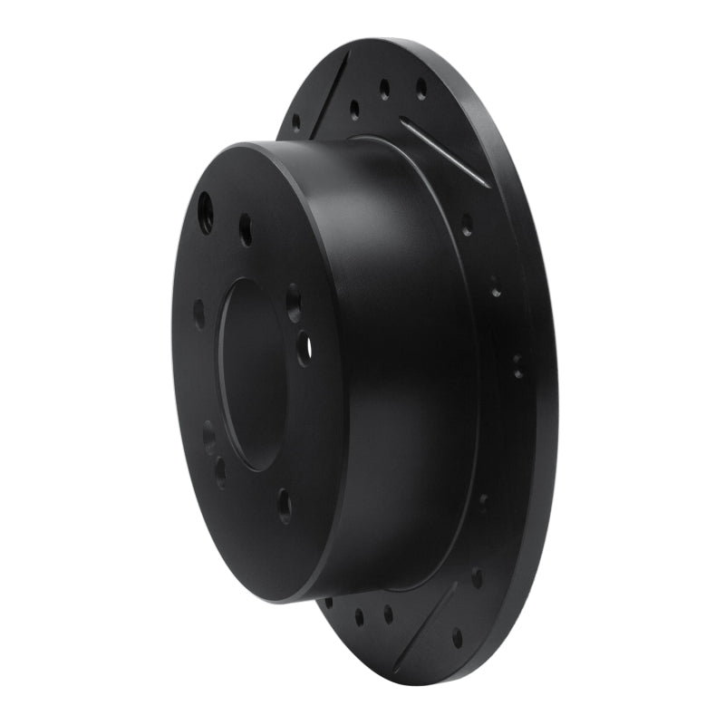 R1 10-13 Kia Forte Rear Left Drilled & Slotted Black Brake Rotor