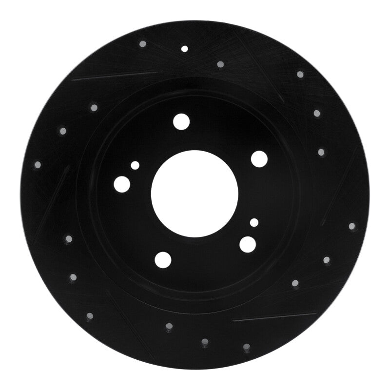 R1 94-98 Nissan 240SX Rear Left Drilled & Slotted Black Brake Rotor