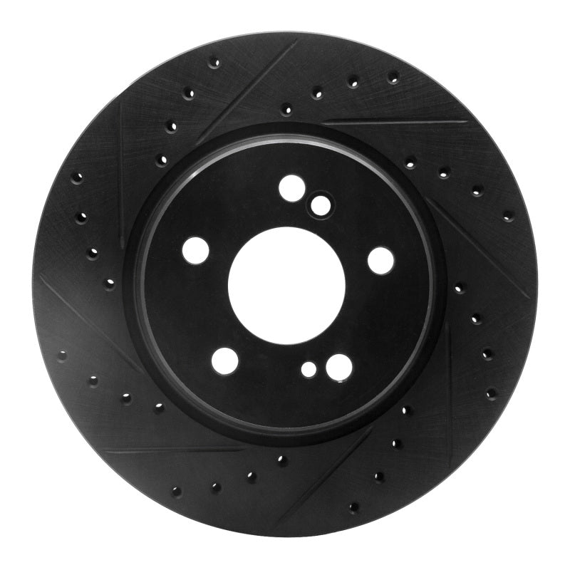 R1 93-02 Mercedes-Benz 600SL Rear Left Drilled & Slotted Black Brake Rotor