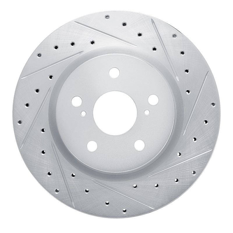R1 18-25 Lexus UX250h Front Right Drilled & Slotted Silver Brake Rotor