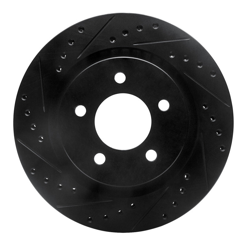 R1 99-04 Chrysler 300M Front Left Drilled & Slotted Black Brake Rotor