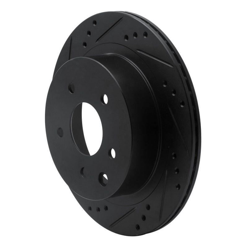 R1 02-25 Infiniti G35 Rear Left Drilled & Slotted Black Brake Rotor