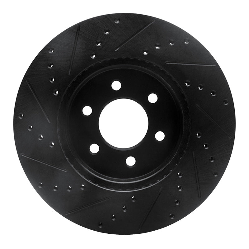 R1 03-03 Dodge Durango Front Right Drilled & Slotted Black Brake Rotor