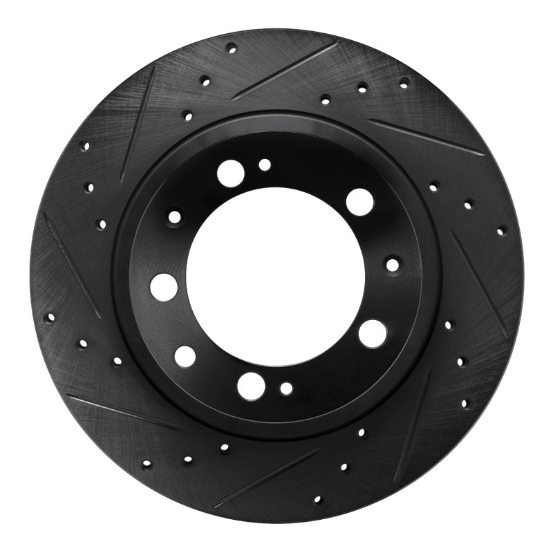 R1 86-95 Porsche 928 Rear Left Drilled & Slotted Black Brake Rotor