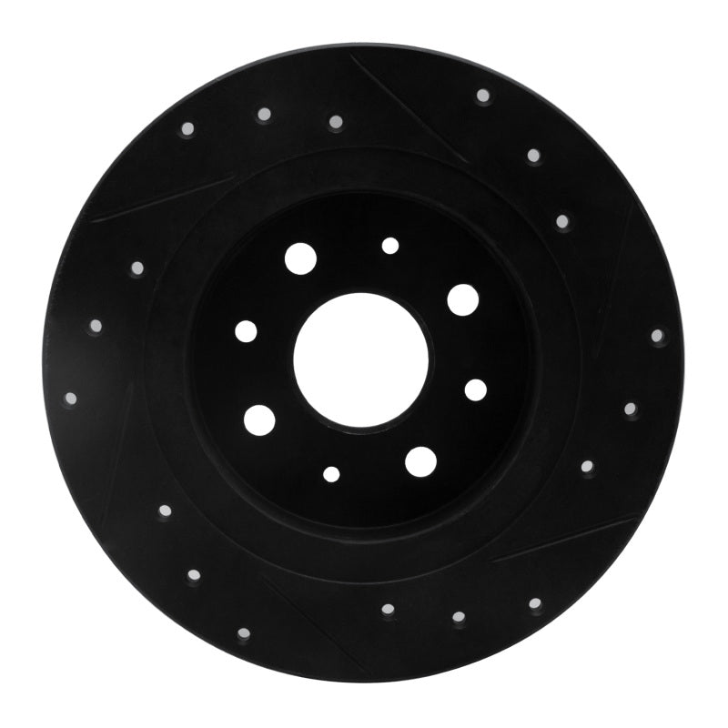 R1 98-03 Kia Sephia Rear Left Drilled & Slotted Black Brake Rotor
