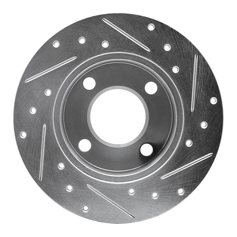 R1 82-98 Audi Cabriolet Rear Left Drilled & Slotted Silver Brake Rotor