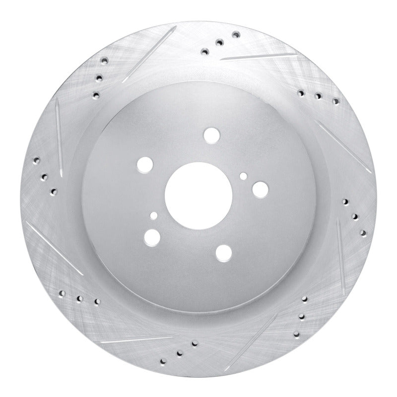 R1 16-22 Lexus RX450hL Rear Left Drilled & Slotted Silver Brake Rotor