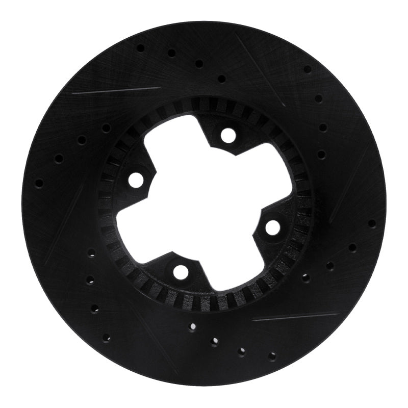 R1 79-83 Nissan 280ZX Front Left Drilled & Slotted Black Brake Rotor