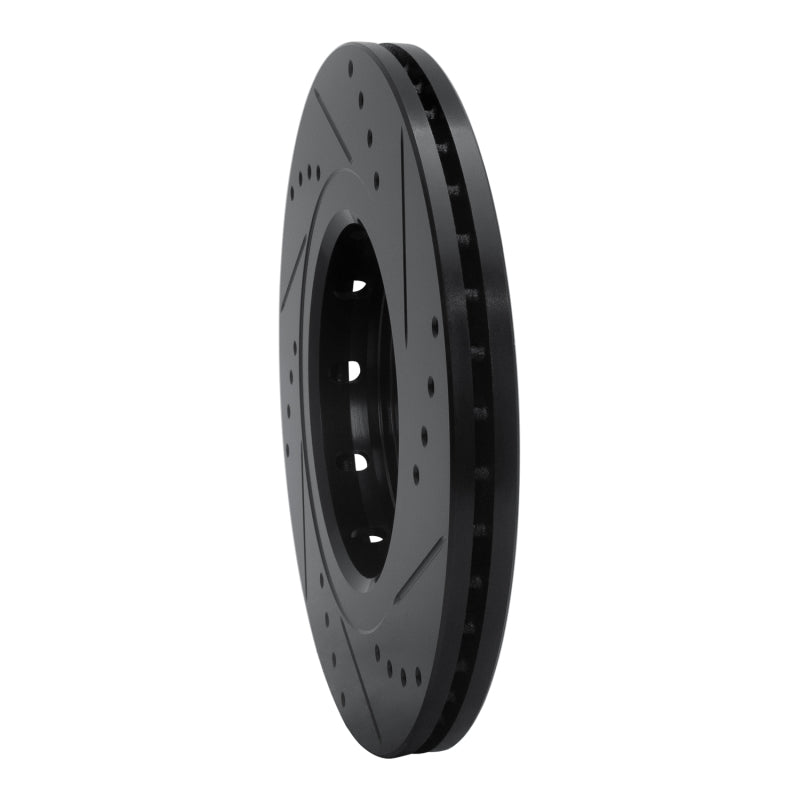 R1 09-15 Mitsubishi Lancer Front Right Drilled & Slotted Black Brake Rotor