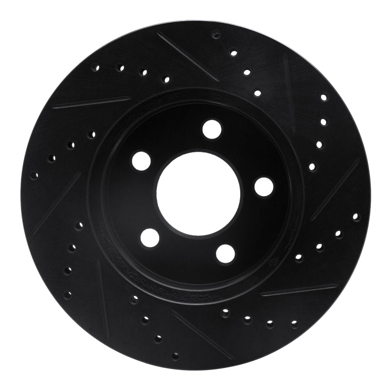 R1 02-07 Jeep Liberty Front Left Drilled & Slotted Black Brake Rotor