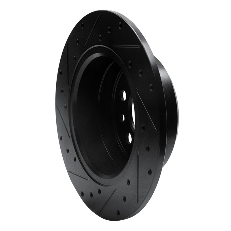 R1 74-95 Volvo 244 Rear Right Drilled & Slotted Black Brake Rotor