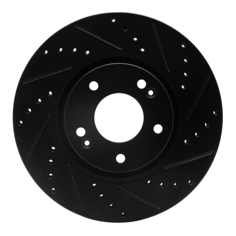 R1 05-24 Hyundai Tucson Front Right Drilled & Slotted Black Brake Rotor
