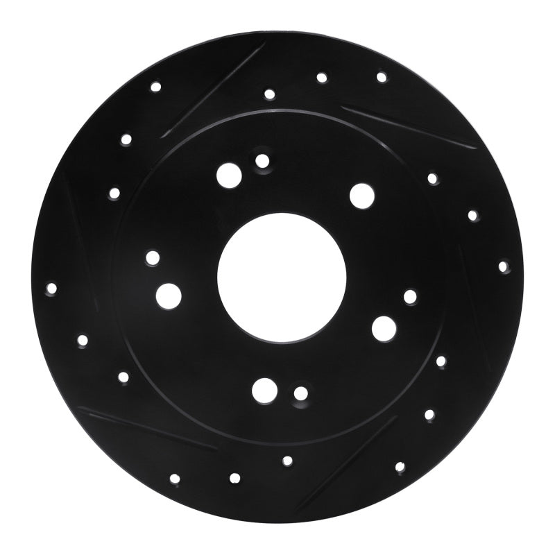 R1 97-06 Acura RSX Rear Left Drilled & Slotted Black Brake Rotor