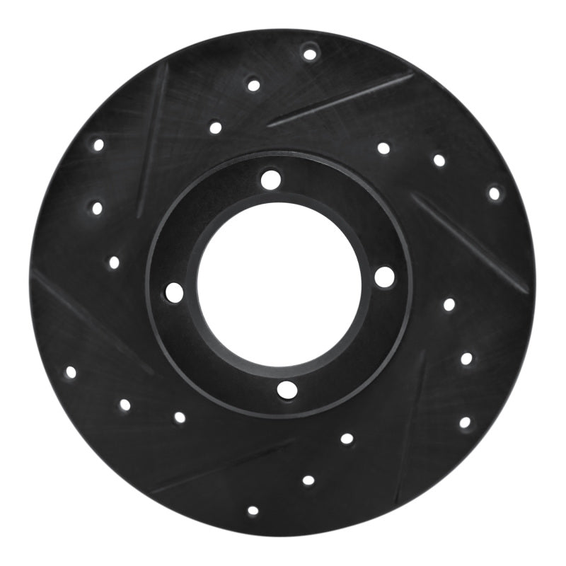 R1 80-83 Subaru GLF Front Left Drilled & Slotted Black Brake Rotor
