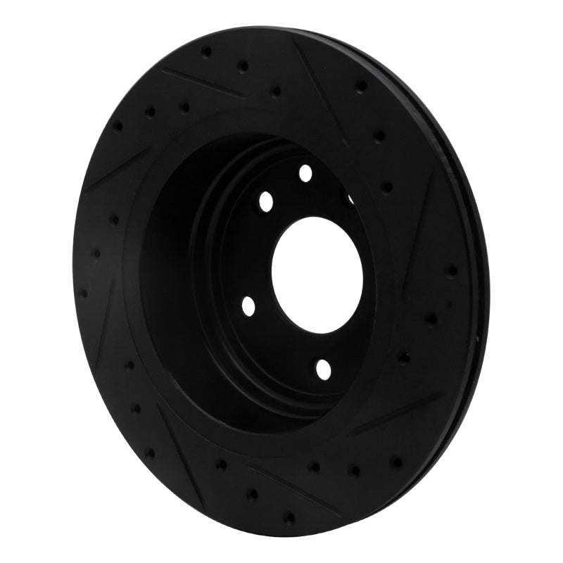 R1 95-06 Jaguar XJ8 Rear Left Drilled & Slotted Black Brake Rotor