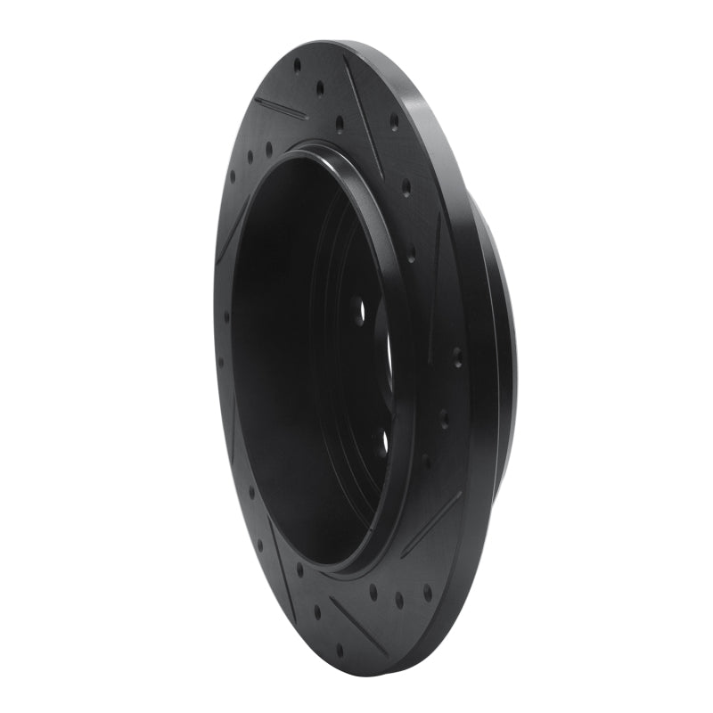 R1 05-10 Jeep Grand Cherokee Rear Left Drilled & Slotted Black Brake Rotor