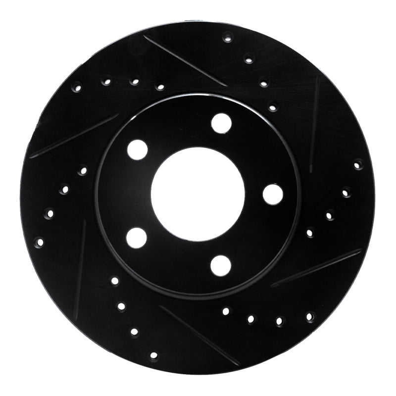 R1 94-04 Ford Mustang Front Right Drilled & Slotted Black Brake Rotor