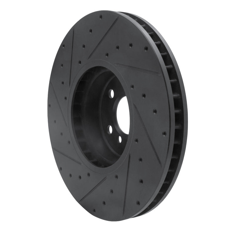 R1 16-25 BMW 230I xDrive Right Front Drilled & Slotted Black Brake Rotor
