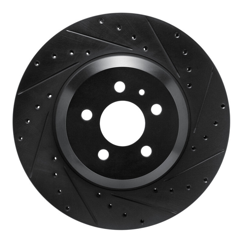 R1 17-25 Tesla Model 3 Front Right Drilled & Slotted Black Brake Rotor