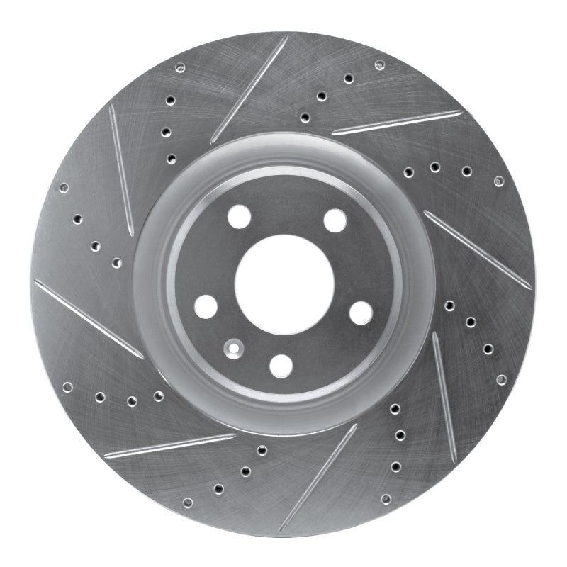 R1 2012-2018 Audi A6 Quattro Front Left Drilled & Slotted Silver Brake Rotor