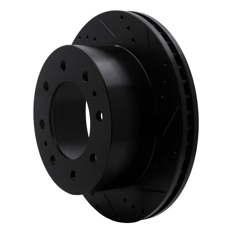 R1 11-25 Chevrolet Silverado 3500 HD Rear Right Drilled & Slotted Black Brake Rotor