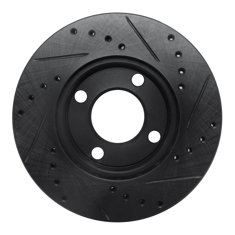 R1 84-87 Audi 4000 Quattro Front Left Drilled & Slotted Black Brake Rotor