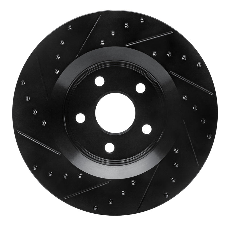 R1 11-25 Dodge Durango Front Right Drilled & Slotted Black Brake Rotor