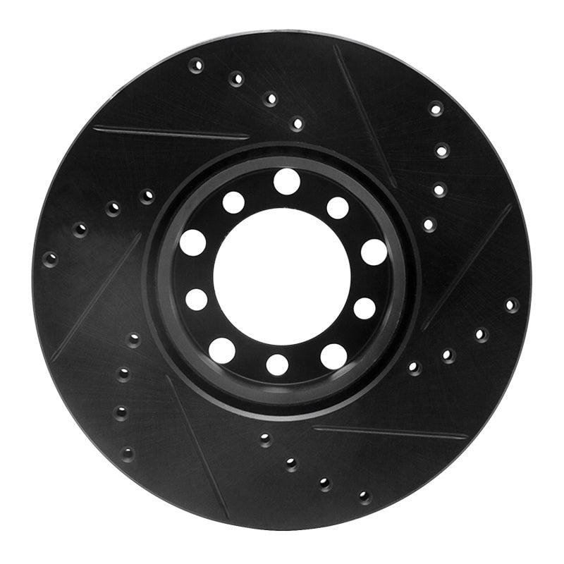 R1 79-85 Mercedes-Benz 380SL Front Left Drilled & Slotted Black Brake Rotor
