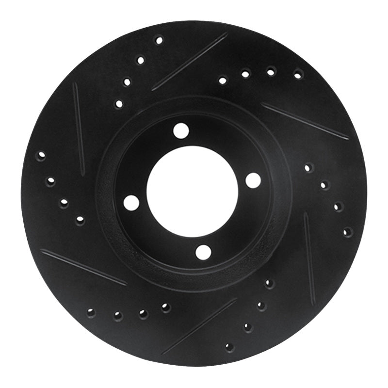 R1 84-87 Toyota Corolla (US/Canada) Front Right Drilled & Slotted Black Brake Rotor