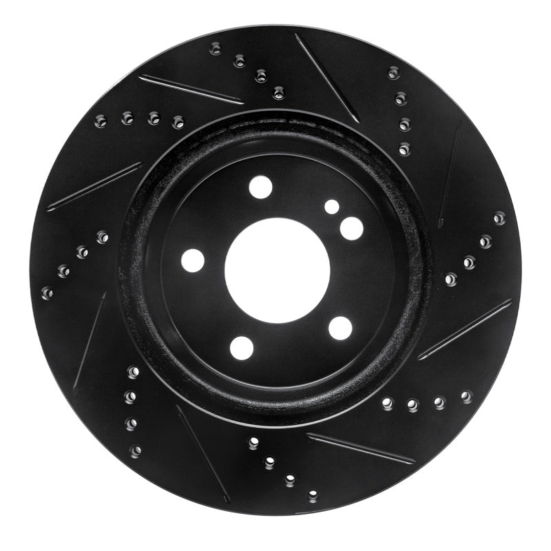 R1 15-23 Mercedes-Benz E300 Rear Left Drilled & Slotted Black Brake Rotor
