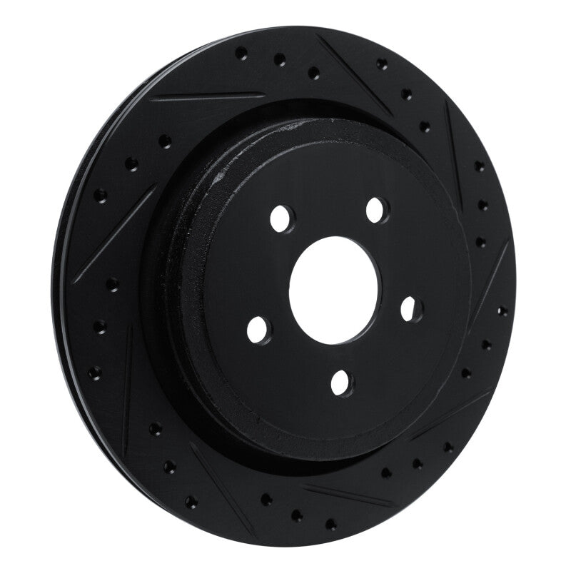 R1 89-95 Chrysler LeBaron Rear Right Drilled & Slotted Black Brake Rotor