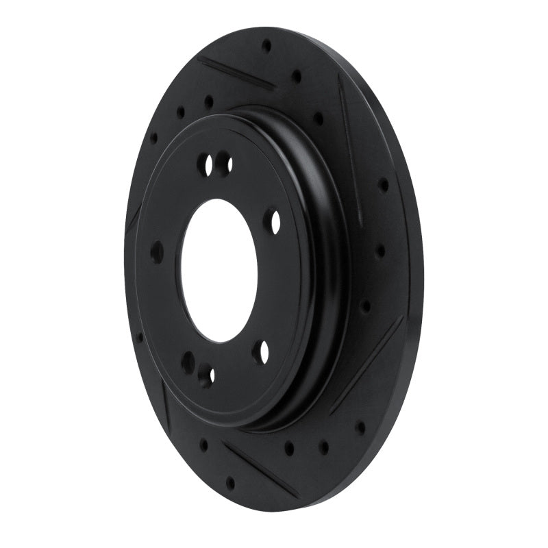 R1 17-25 Hyundai Elantra Rear Right Drilled & Slotted Black Brake Rotor