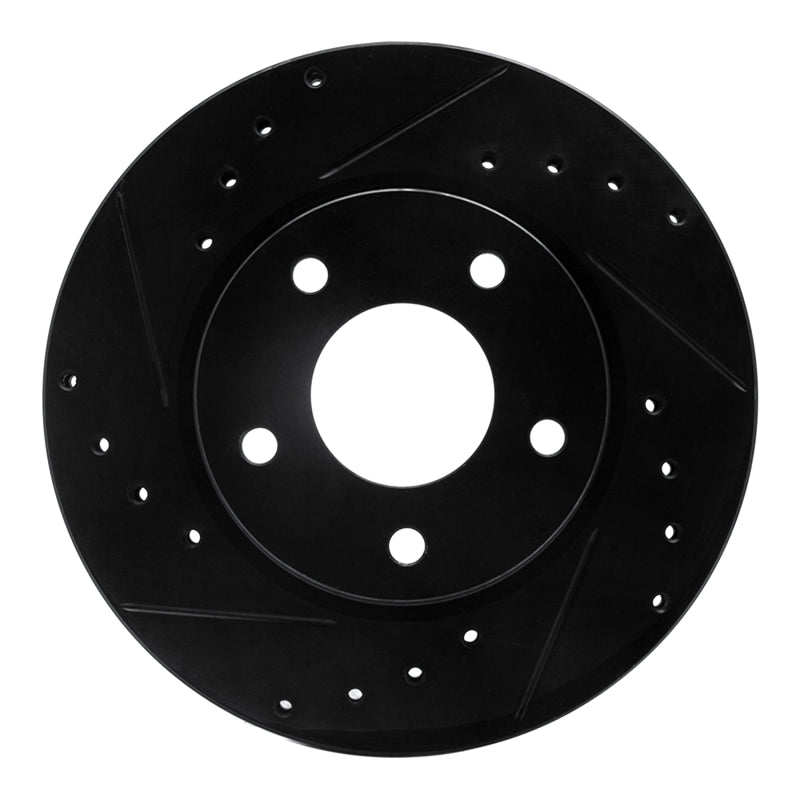 R1 07-17 Dodge CALIBER Front Left Drilled & Slotted Black Brake Rotor