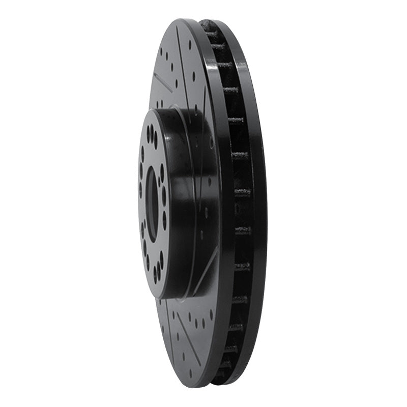R1 92-10 Lexus LS400 Front Right Drilled & Slotted Black Brake Rotor