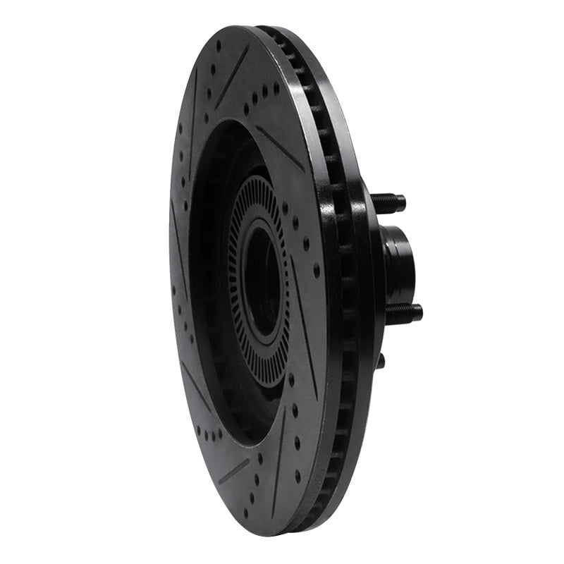 R1 01-05 Ford Explorer Sport Front Right Drilled & Slotted Black Brake Rotor