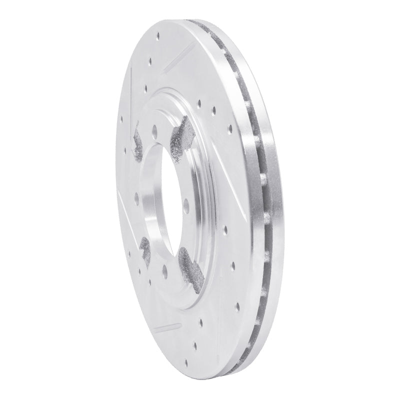 R1 84-90 Dodge COLT Front Left Drilled & Slotted Silver Brake Rotor