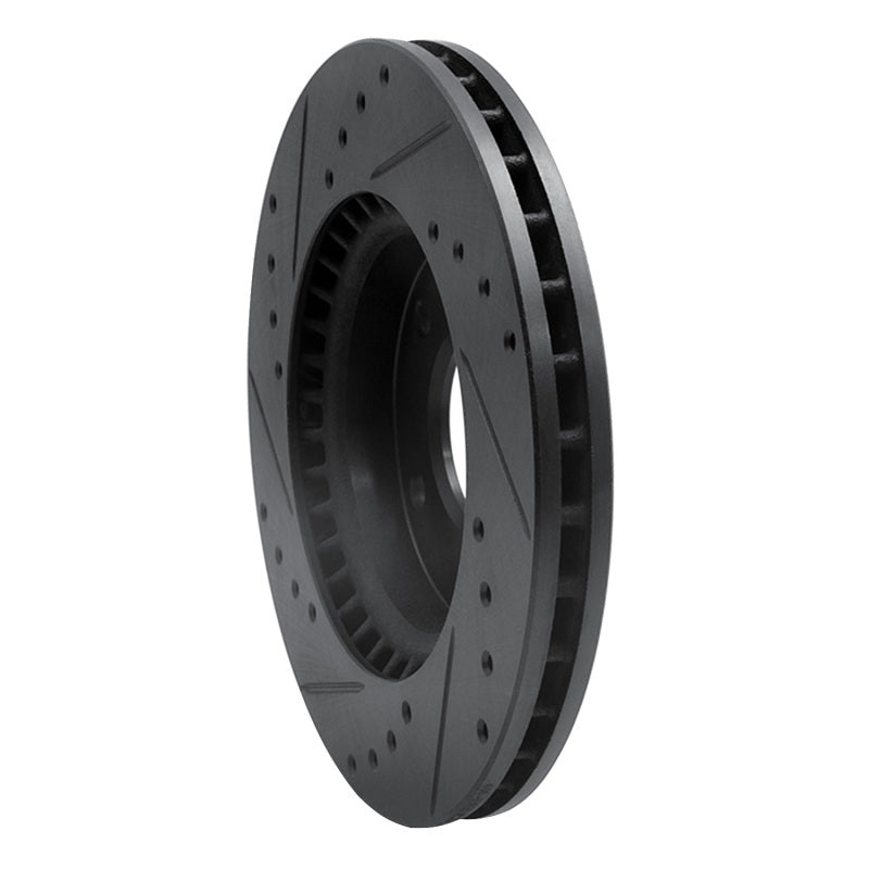 R1 07-10 Hyundai Elantra Front Right Drilled & Slotted Black Brake Rotor