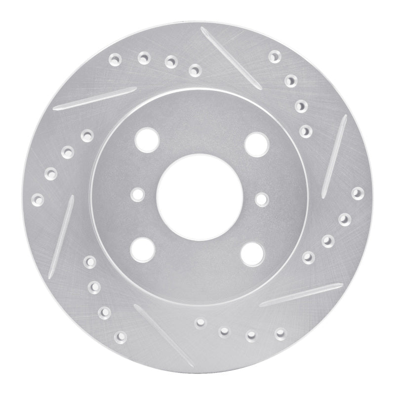 R1 99-05 Toyota Echo Front Right Drilled & Slotted Silver Brake Rotor
